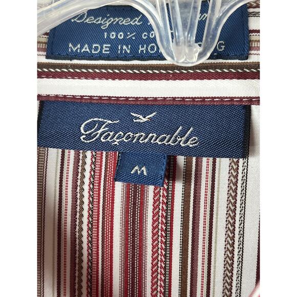 Faconnable women's striped button up shirt in pinks/tan, size M, EUC - Picture 2 of 10